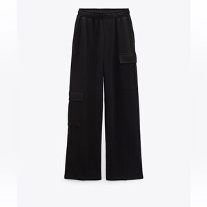 Zara Black Wide Leg Cargo Pants
